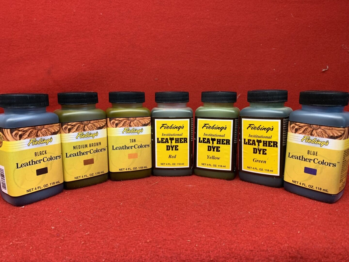 Fiebing's Leather Colors (Institutional Leather Dye) 4oz Bottle- 7 Colors  To Choose From - Kentucky Leather and Hides